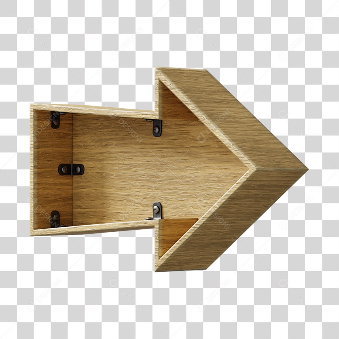 Seta De Madeira Elemento 3D Para Composição PNG Transparente