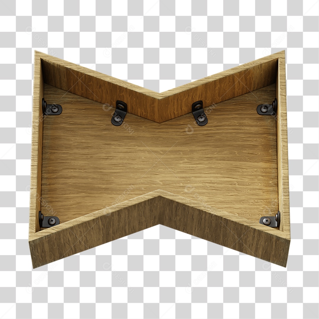 3D Wooden Element For Transparent PNG Composition