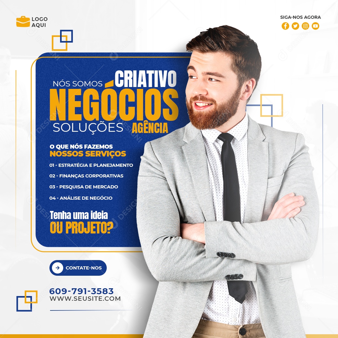 Social Media Marketing Digital Criativo Negócios Soluções PSD Editavel