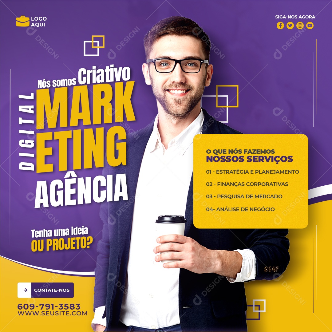 Marketing Digital Agencia Projeto Social Media PSD Editavel