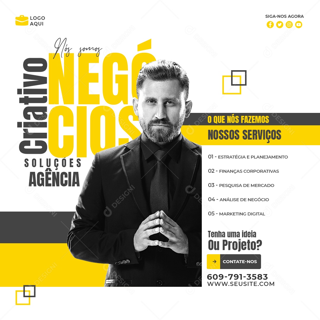 Social Media Nossos Serviços Marketing Digital PSD Editável