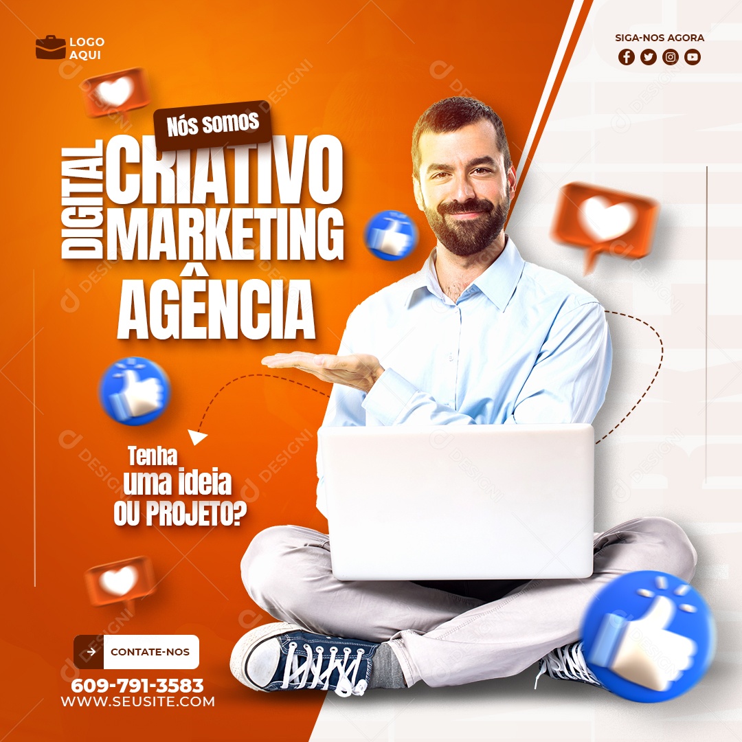 Social Media Criativo Marketing Digital PSD Editável