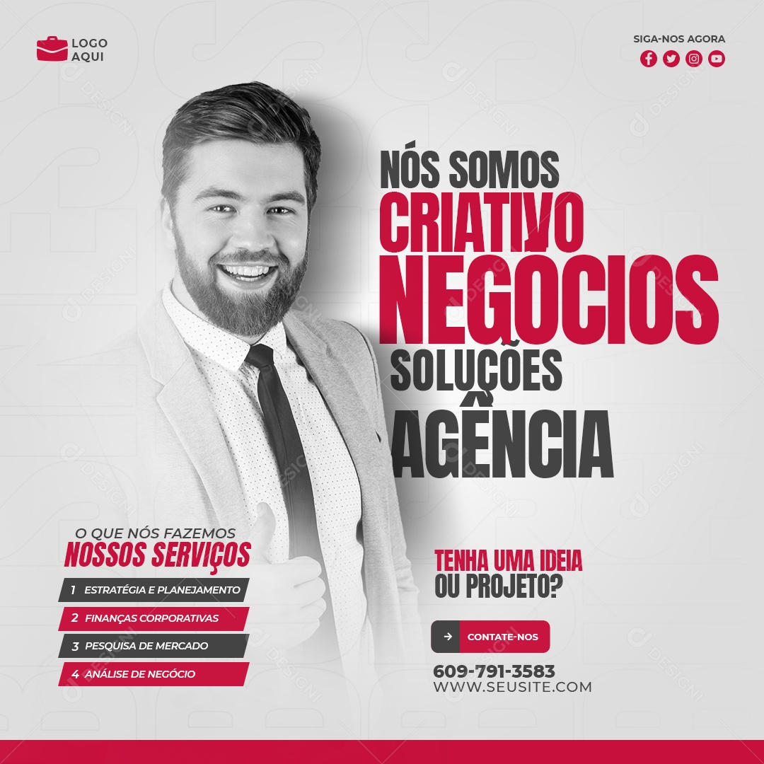 Social Media Soluções Agencia Nossos Serviços PSD Editavel