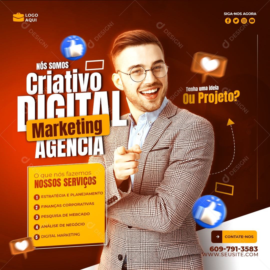 Social Media Nos Somos Criativo Marketing Digital PSD Editavel