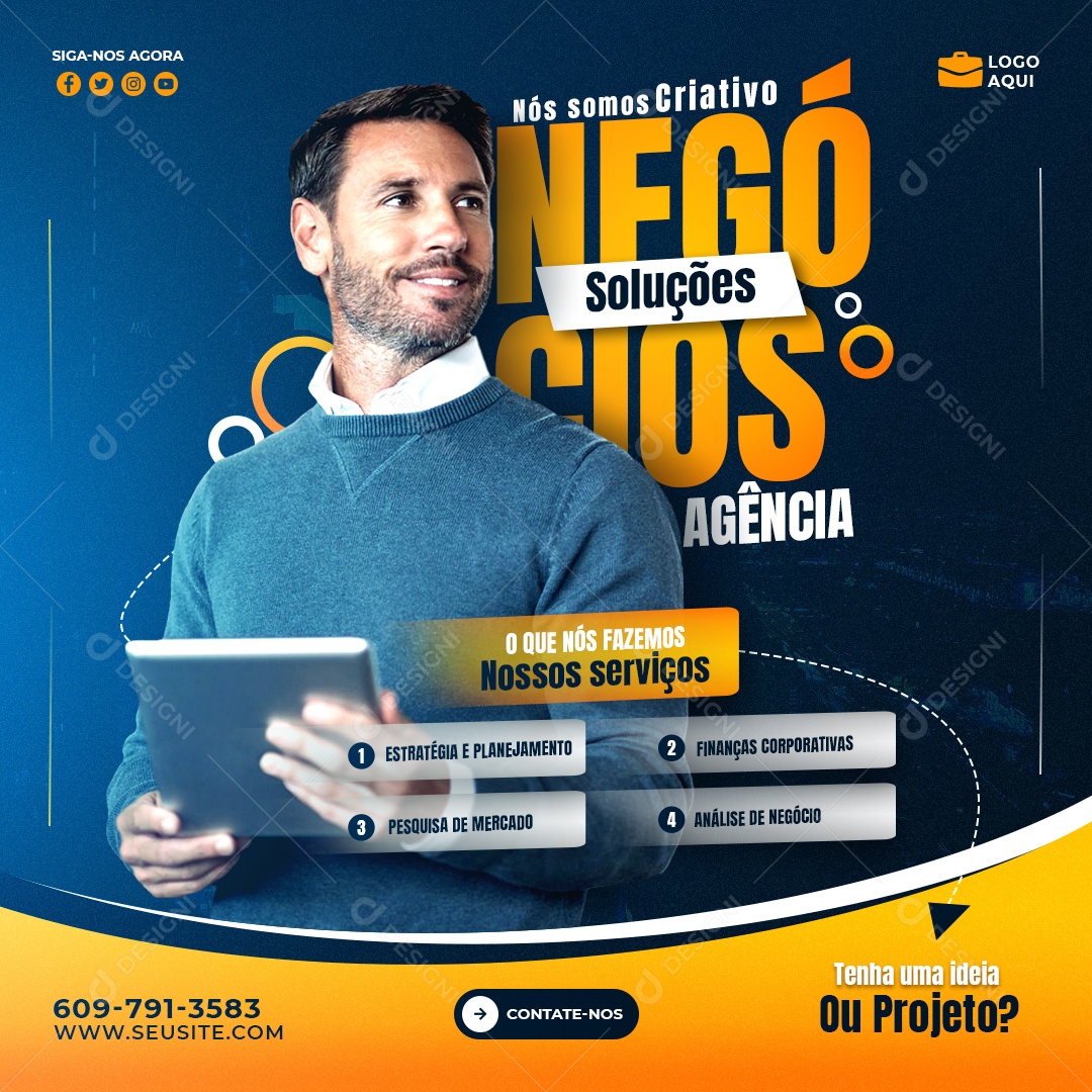 Marketing Digital Nos Somos Soluções Social Media PSD Editável