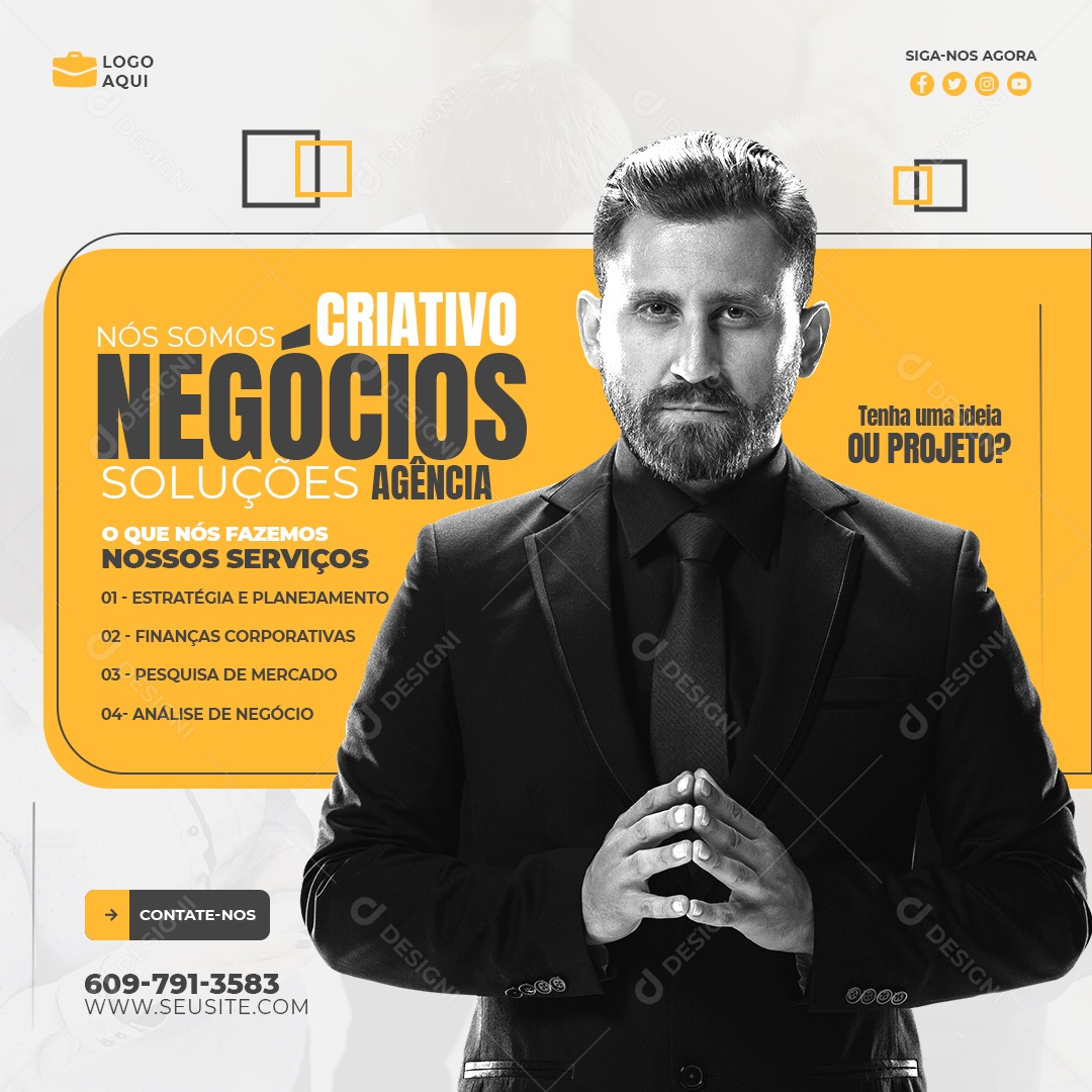 Social Media Marketing Digital Criativo Negócios Soluções PSD Editavel