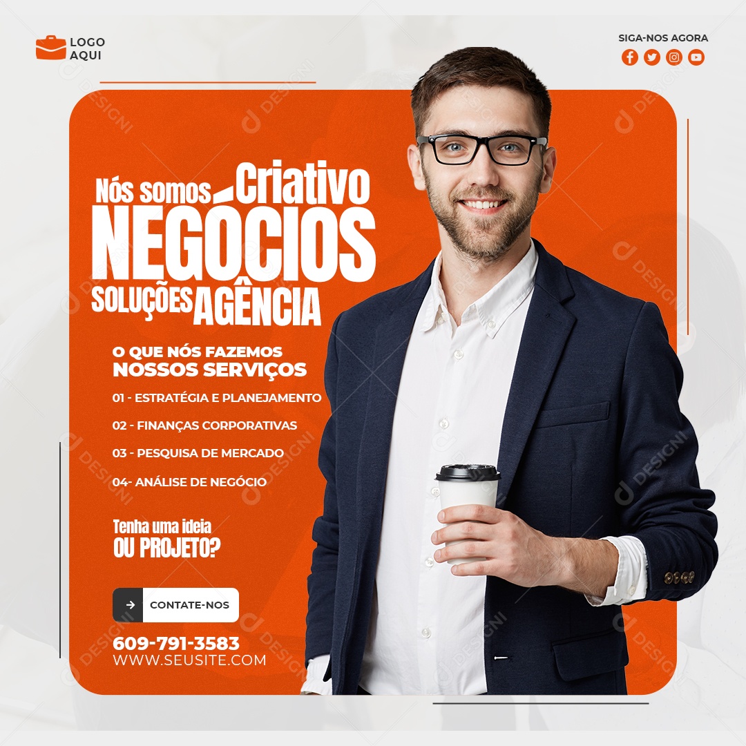 Social Media Marketing Digital Criativo Negócios Soluções PSD Editavel