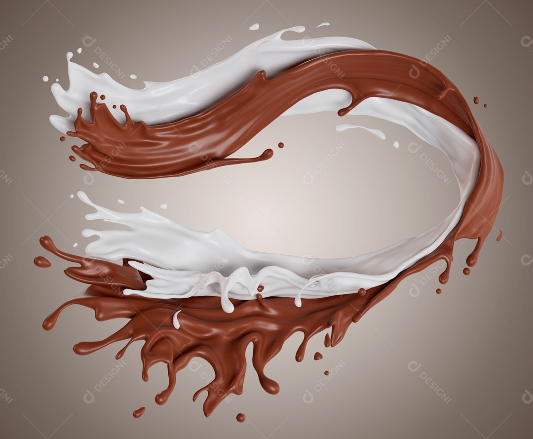 Splash De Leite Com Chocolate Elemento 3D Para Composição PSD