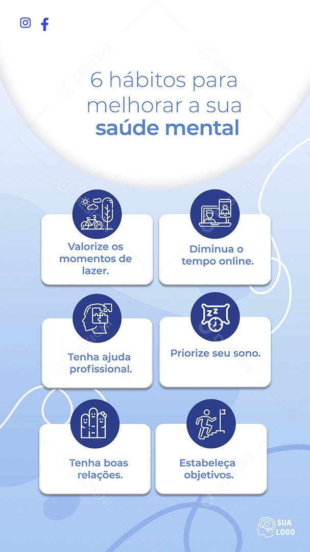 Story 6 Hábitos Para Melhorar Sua Saúde Mental Social Media PSD Editável