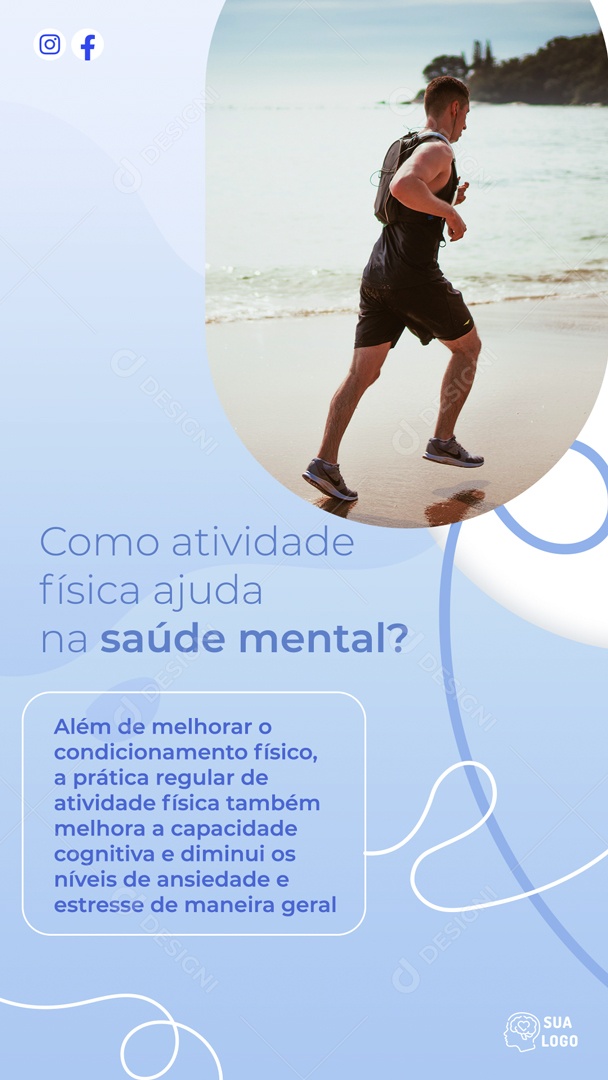 Story Como Atividade Física Ajuda na Saúde Mental Social Media PSD Editável