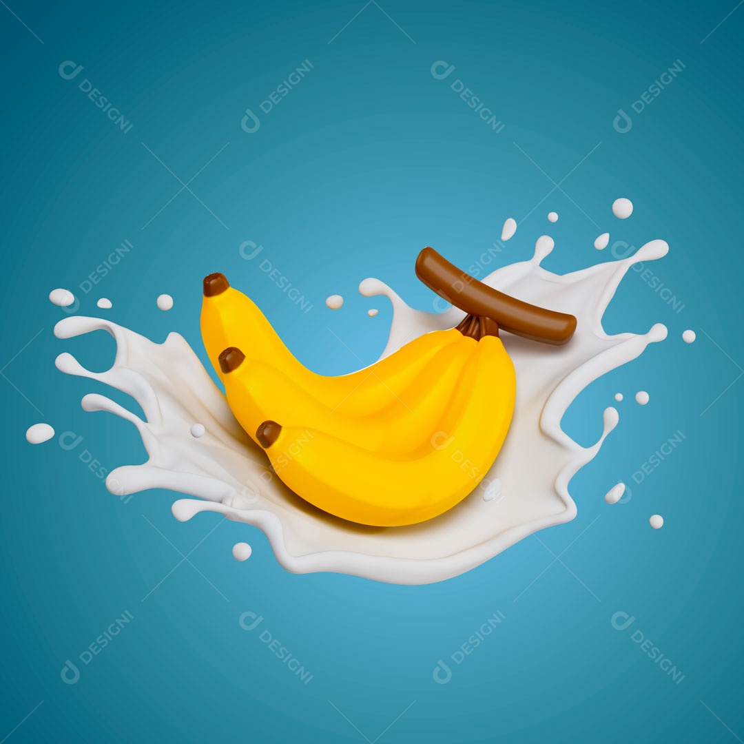 Banana Elemento 3D Para Composição PSD
