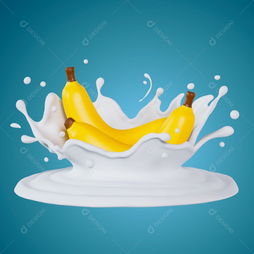 Banana Elemento 3D Para Composição PSD