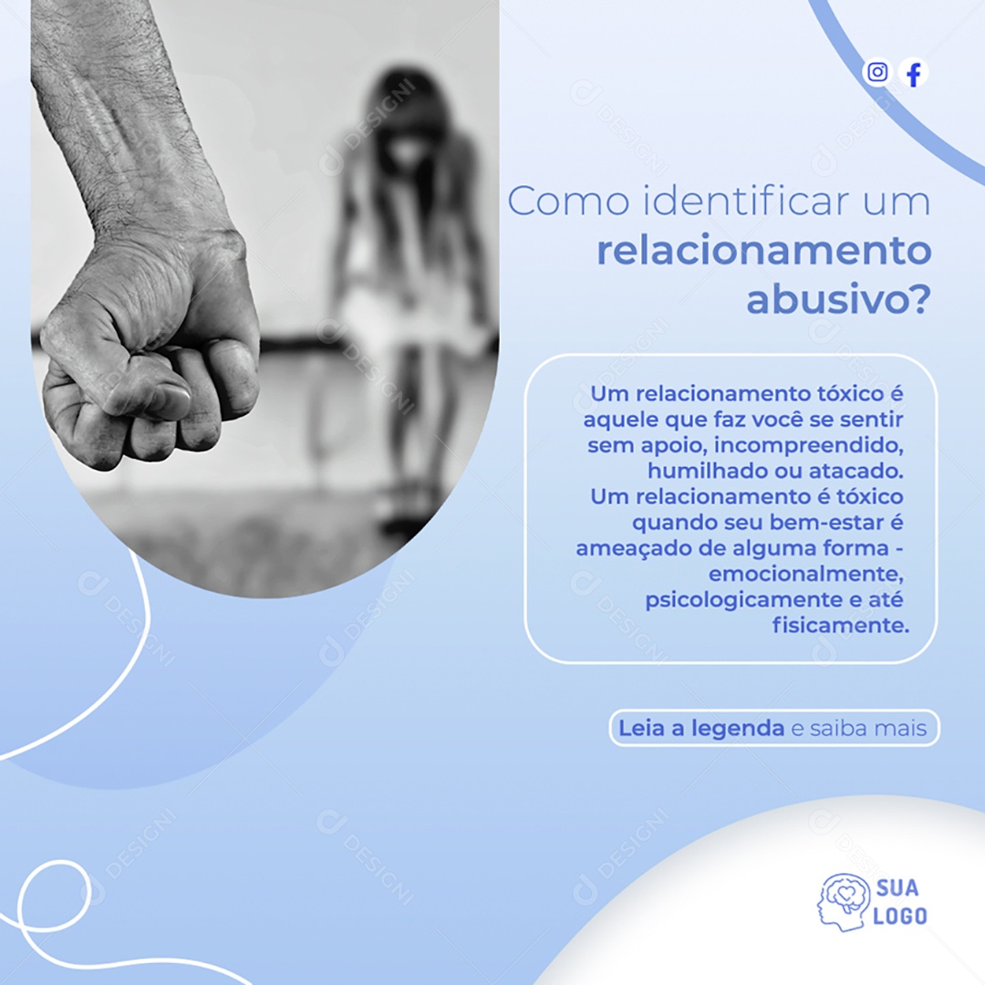Como Identificar um Relacionamento Abusivo? Social Media PSD Editável