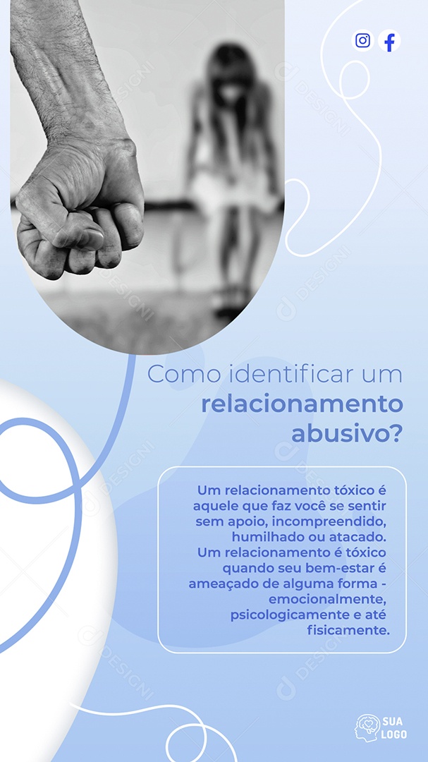 Story Como Identificar um Relacionamento Abusivo? Social Media PSD Editável