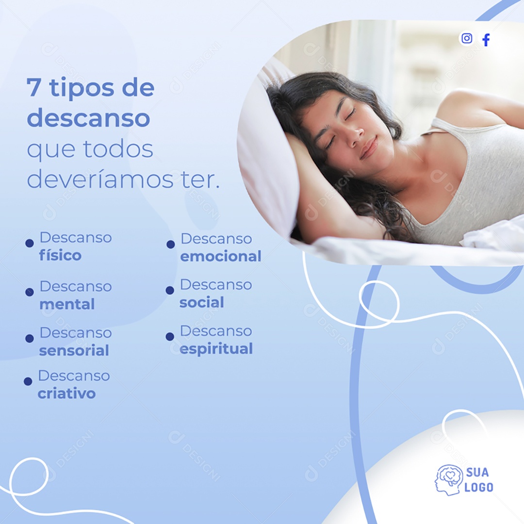 7 Tipos de Descanso Que Todos Deveríamos Ter Social Media PSD Editável