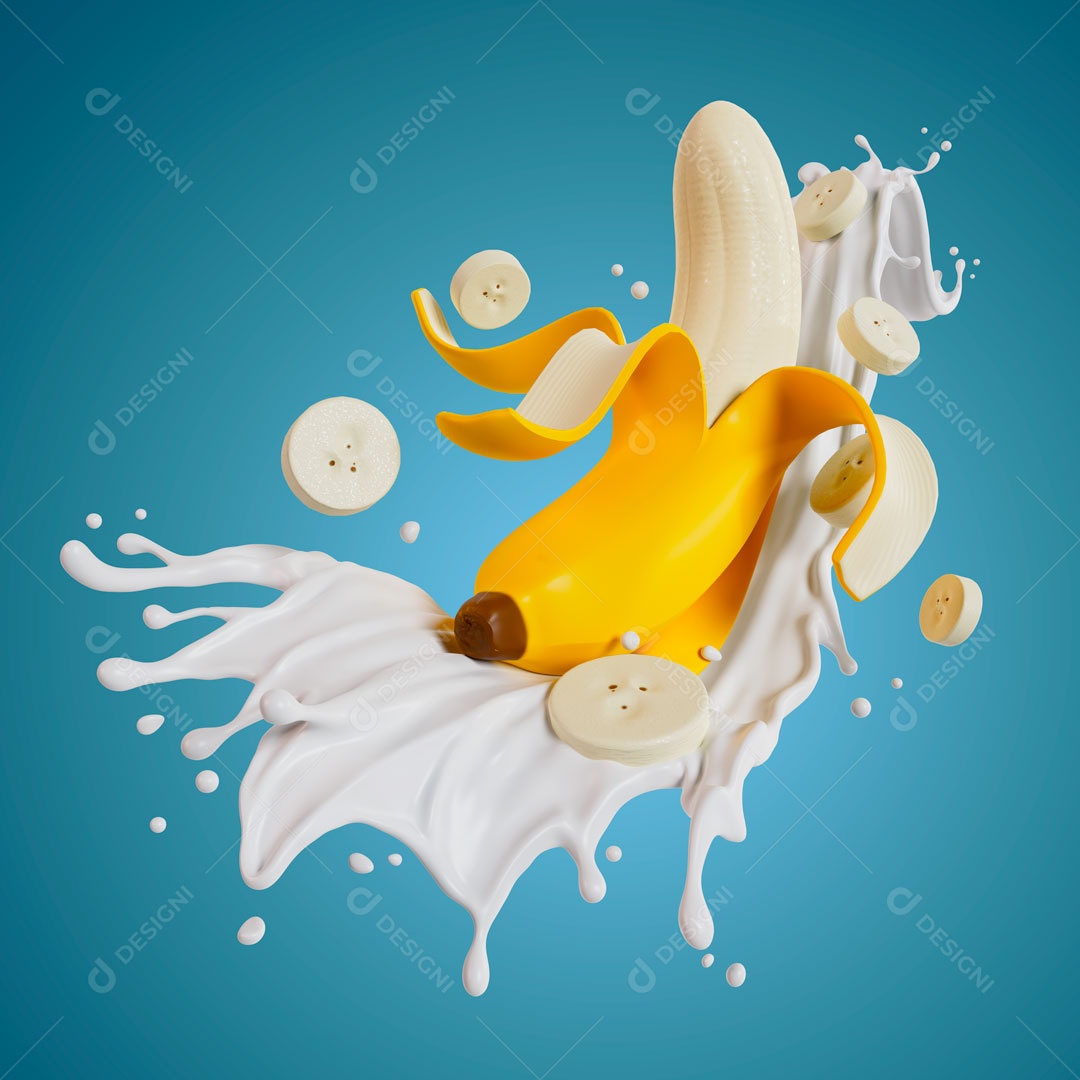 Banana Elemento 3D Para Composição PSD