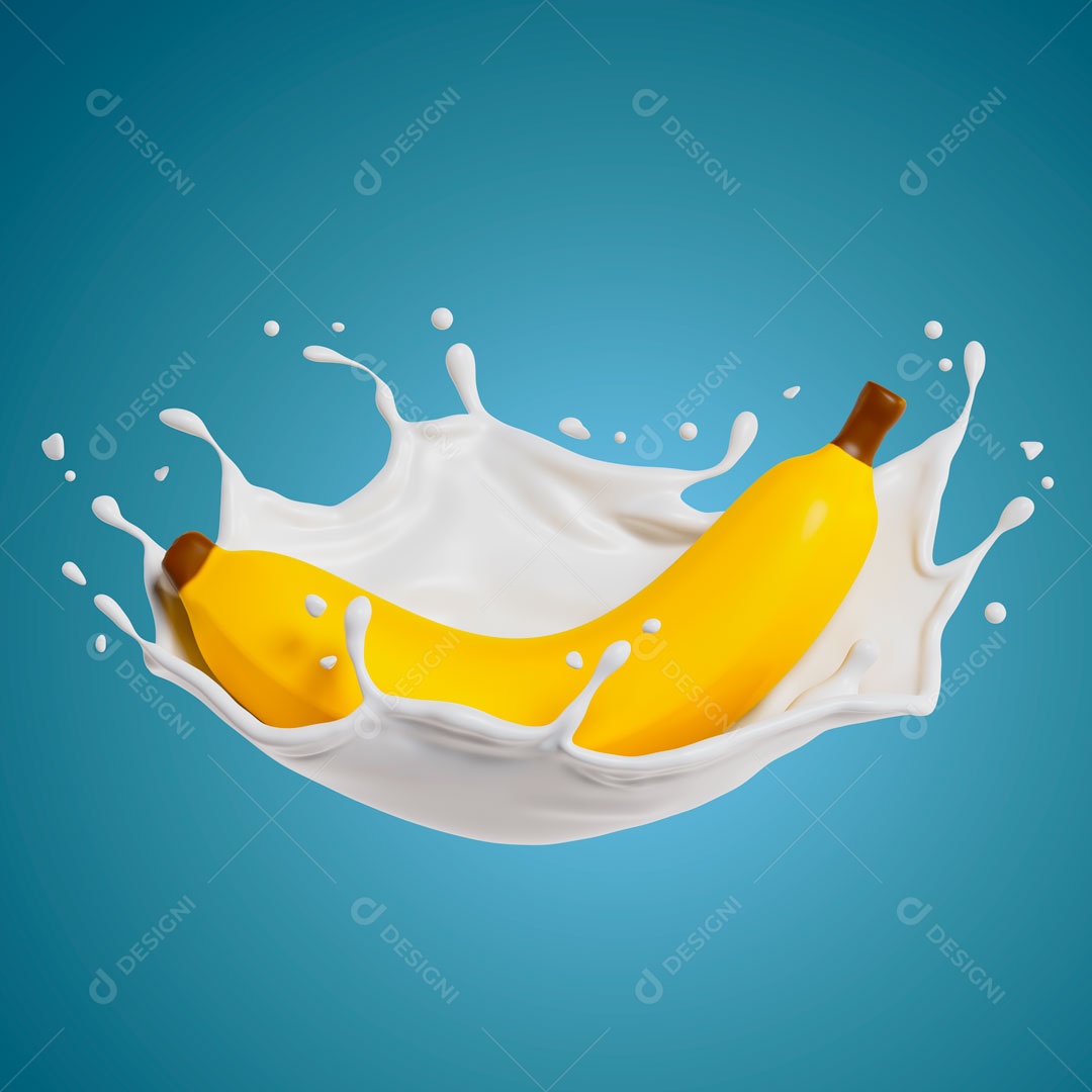 Banana Elemento 3D Para Composição PSD