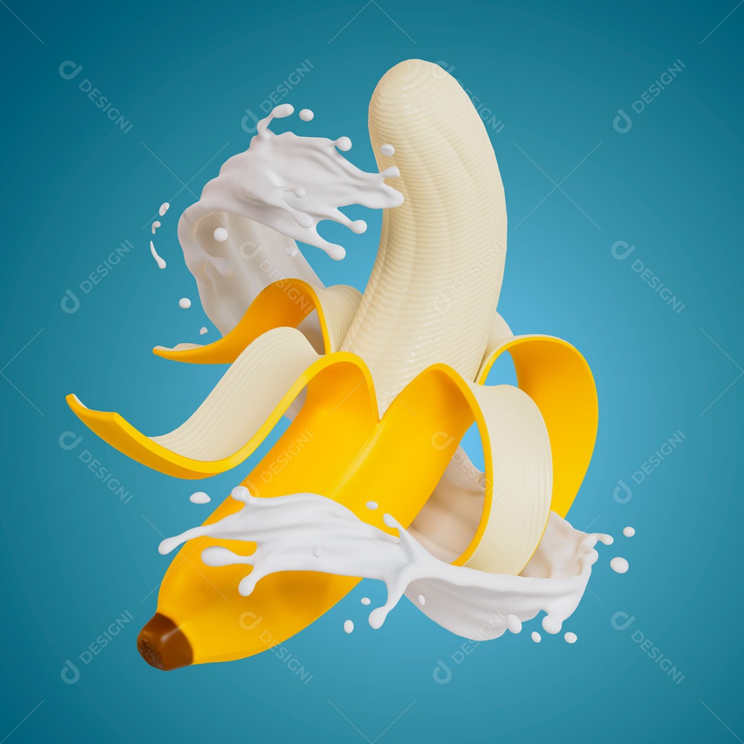 Banana Elemento 3D Para Composição PSD