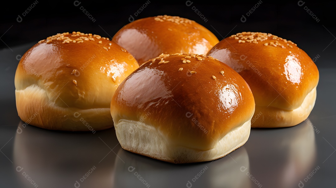 Pães assado e fresco sobre uma mesa de padaria