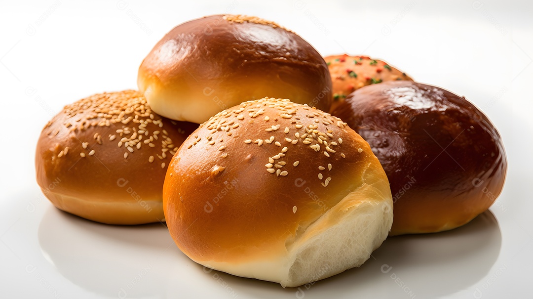 Pães assado e fresco sobre uma mesa de padaria