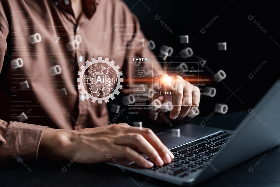 Empresário usando chatbot inteligência Ai. Bate-papo com AI Inteligência Artificial