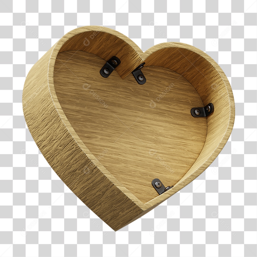 Coração De Madeira Elemento 3D Para Composição PNG Transparente
