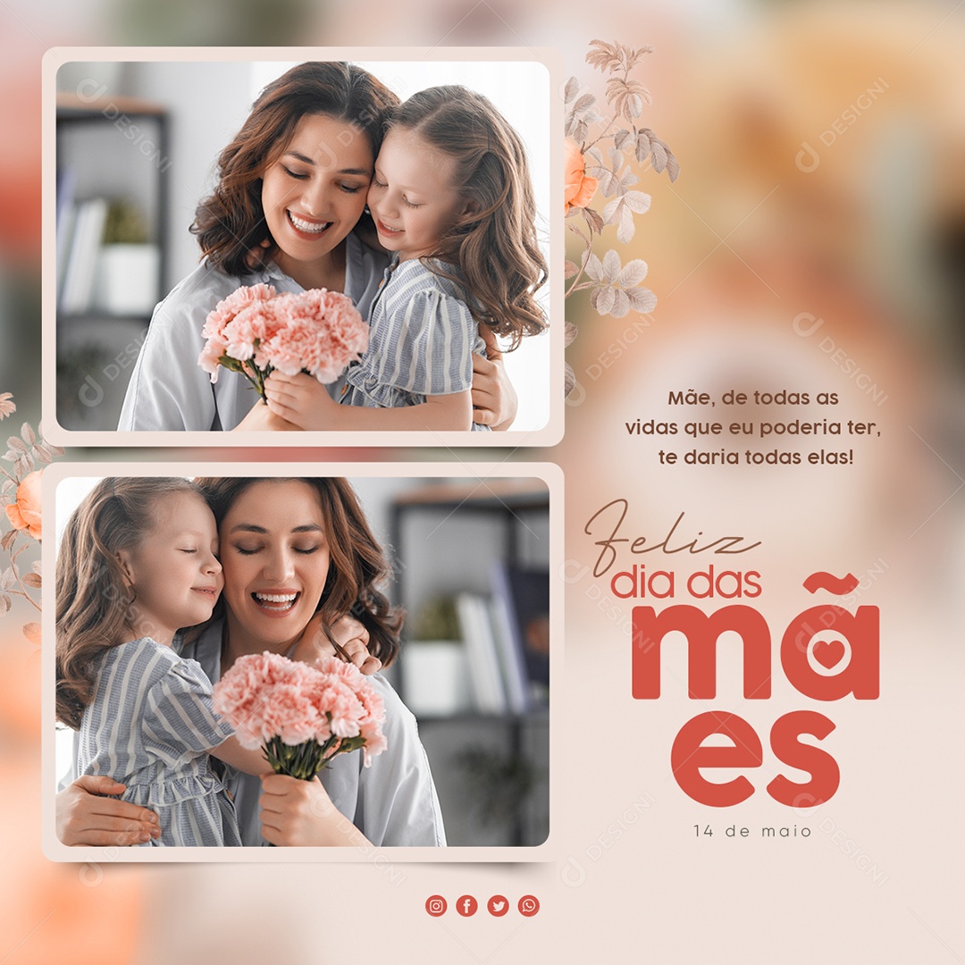 Feliz Dia Das Mães 14 de Maio Social Media PSD Editável