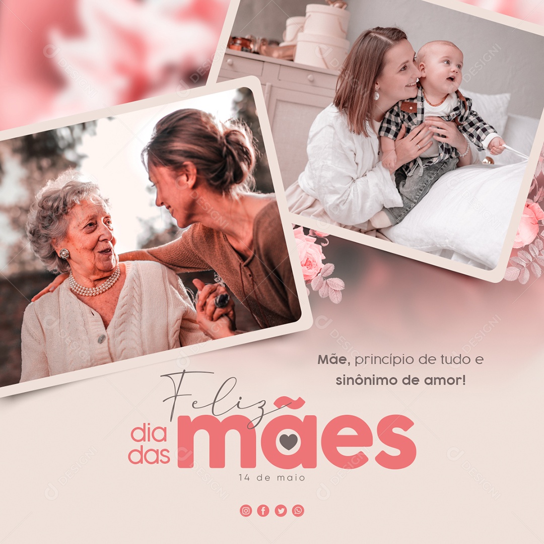 Feliz Dia Das Mães 14 de Maio Social Media PSD Editável