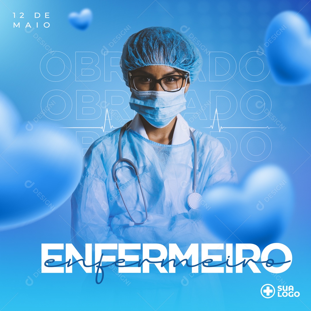 Dia do Enfermeiro 12 de Maio Parabéns Social Media PSD Editável