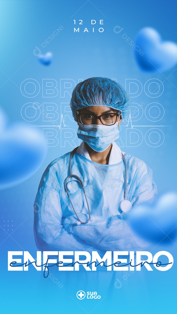 Story Dia do Enfermeiro 12 de Maio Parabéns Social Media PSD Editável