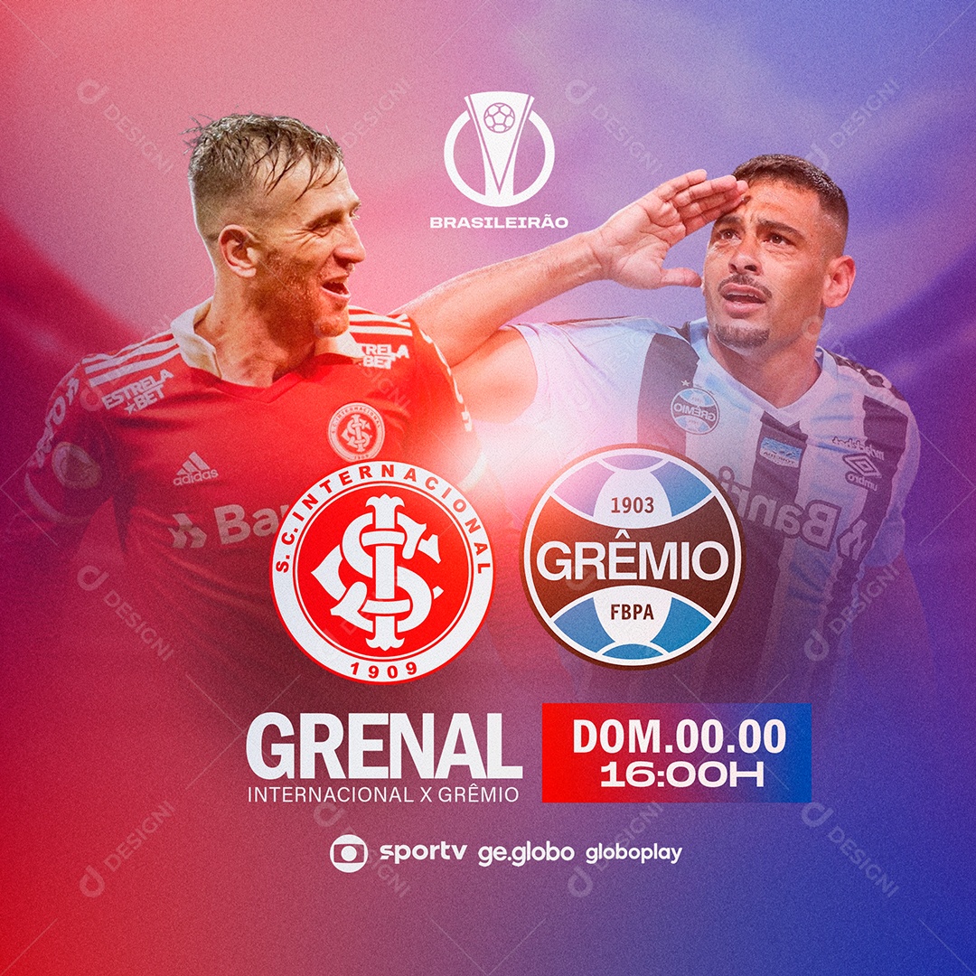 Social Media Futebol Internacional X Grêmio Brasileirão PSD Editável