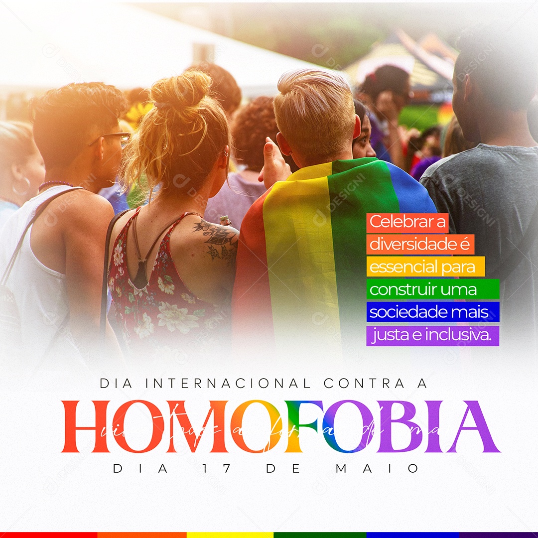 Social Media Dia 17 de Maio Dia Internacional Contra a Homofobia PSD Editável