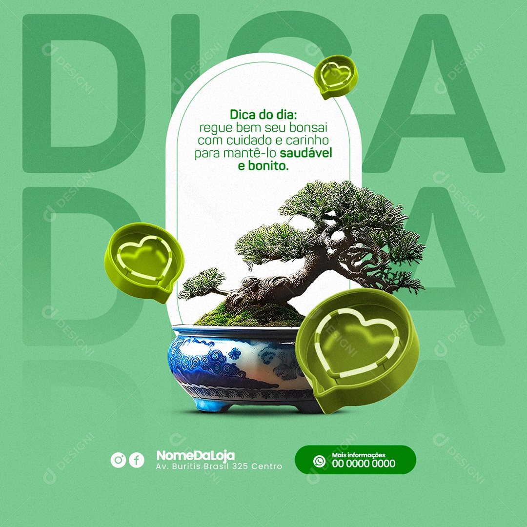 Dica Do Dia Regue Bem Seu Bonsai Social Media PSD Editável