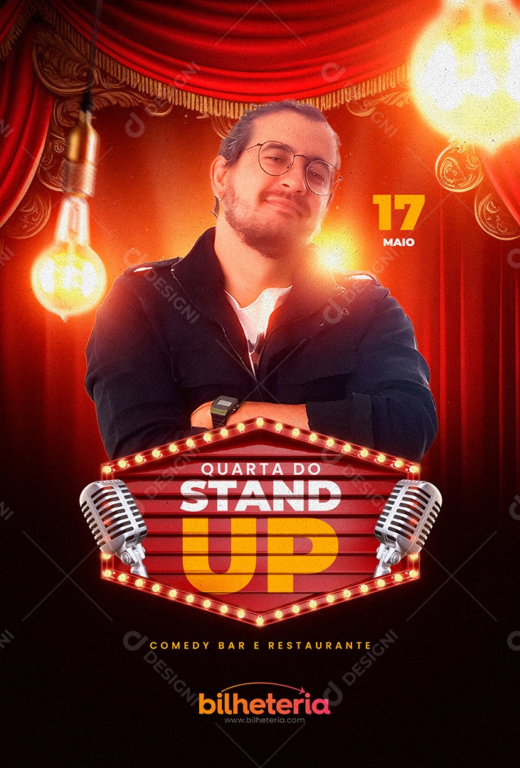 Quarta Do Stand Up Comedy E Restaurante 17 De Maio Social Media PSD Editável