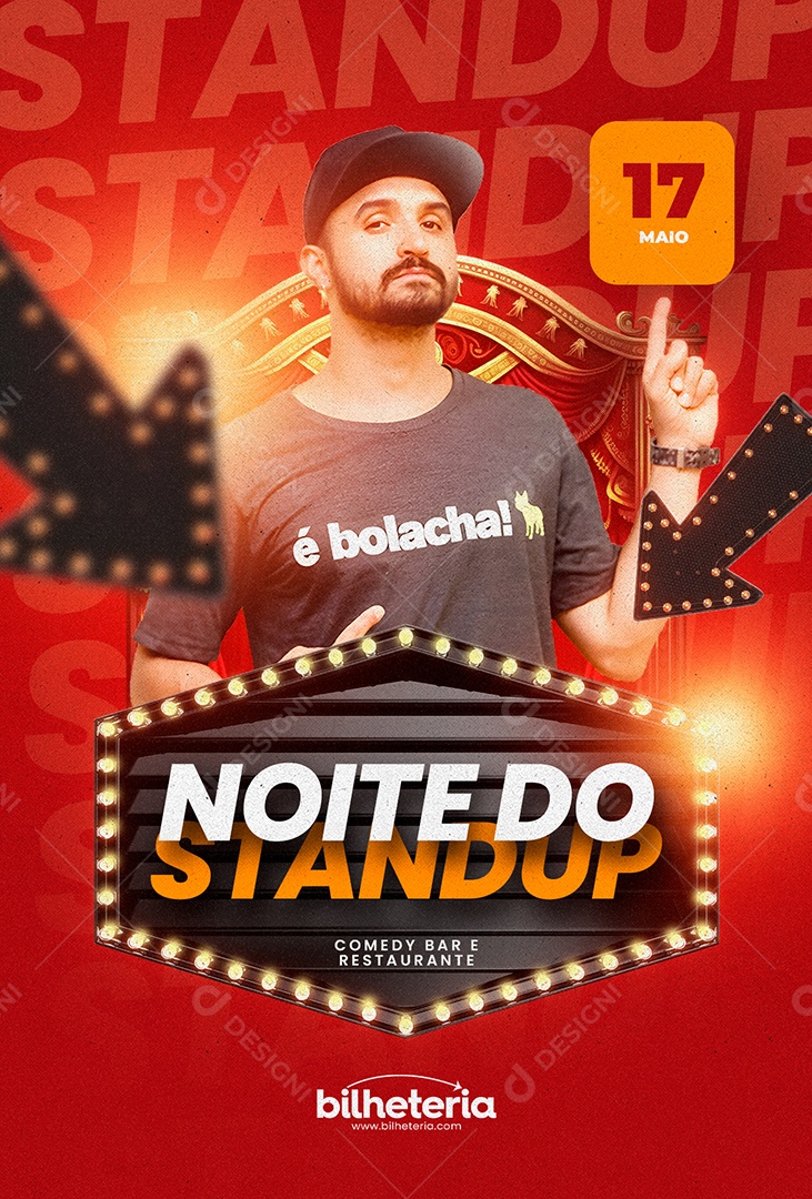 Noite Do Stand Up Comedy Bar e Restaurante Social Media PSD Editável
