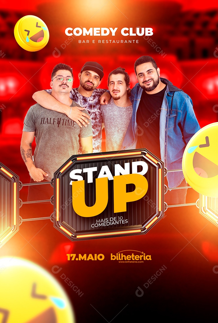 Comedy Club Mais De 10 Comediantes Stand Up Social Media PSD Editável