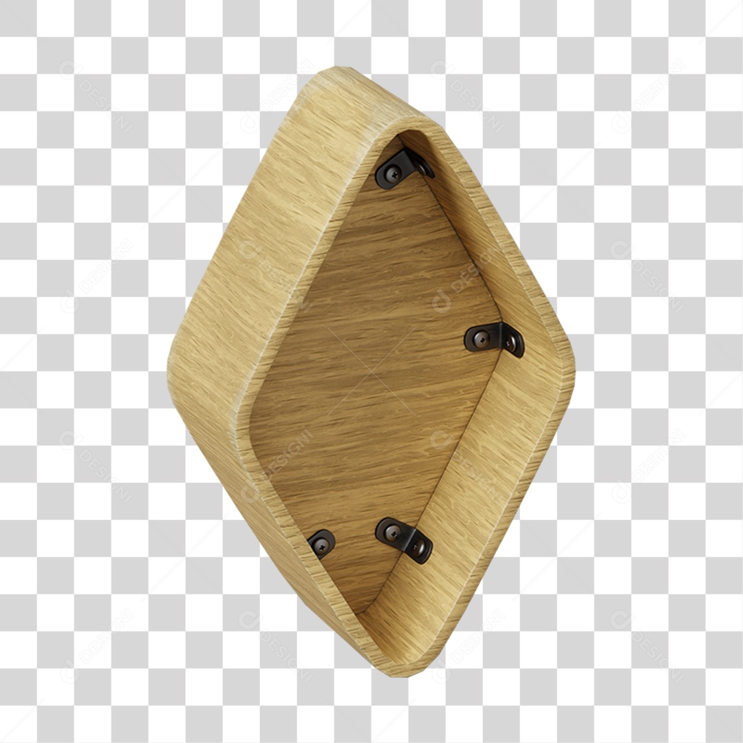Elemento 3D De Madeira Em Formato De Losango Para Composição PNG Transparente
