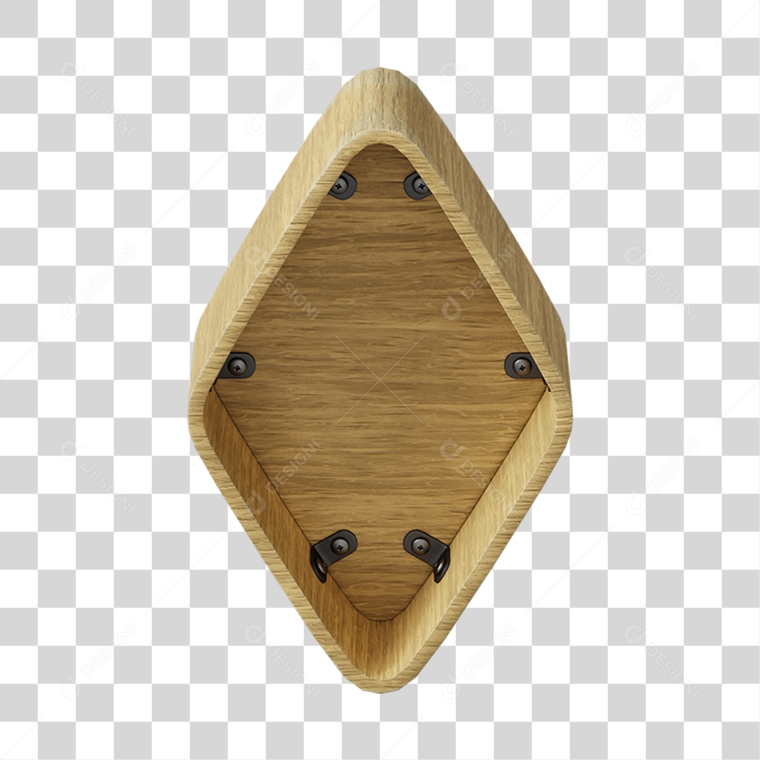 Elemento 3D De Madeira Em Formato De Losango Para Composição PNG Transparente