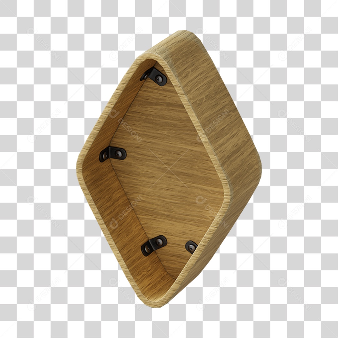 Elemento 3D De Madeira Em Formato De Losango Para Composição PNG Transparente