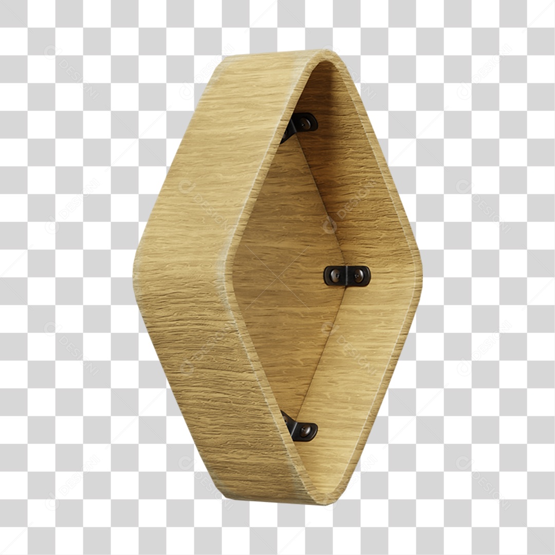 Elemento 3D De Madeira Em Formato De Losango Para Composição PNG Transparente