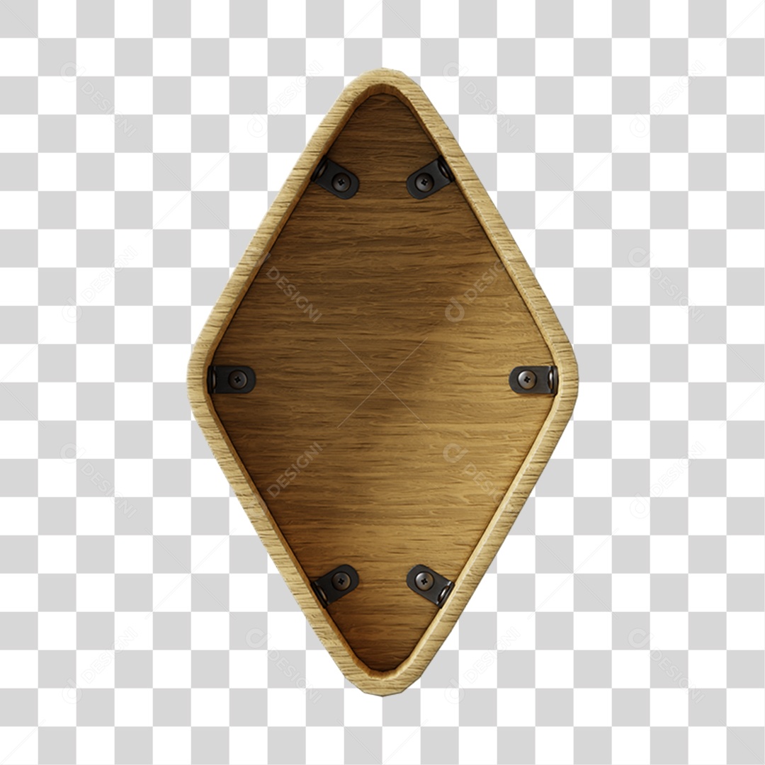 Elemento 3D De Madeira Em Formato De Losango Para Composição PNG Transparente