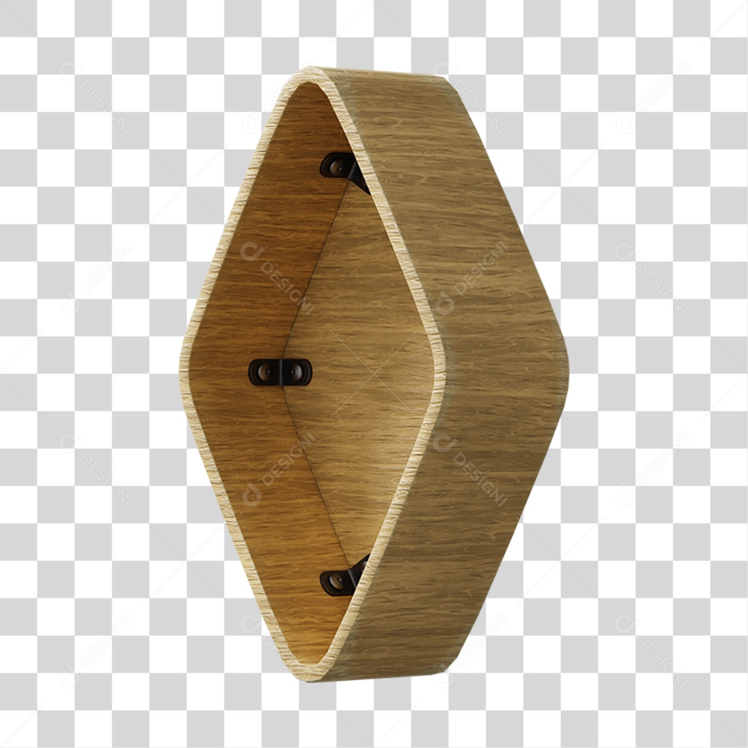 Elemento 3D De Madeira Em Formato De Losango Para Composição PNG Transparente