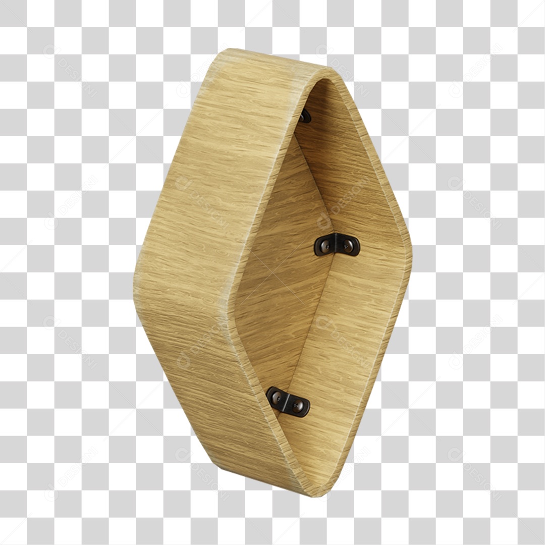 Elemento 3D De Madeira Em Formato De Losango Para Composição PNG Transparente