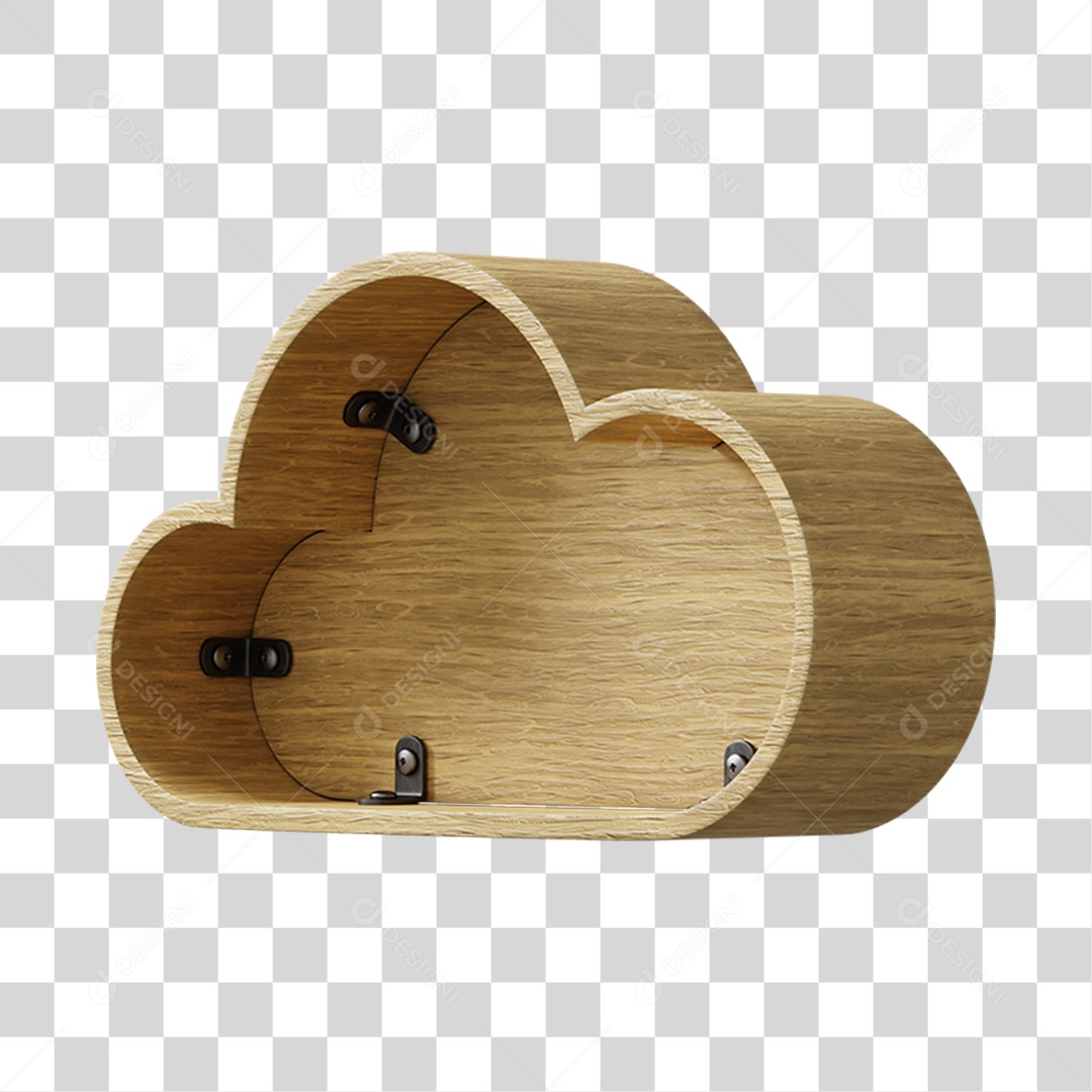 Elemento 3D De Madeira Em Formato De Nuvem Para Composição PNG Transparente
