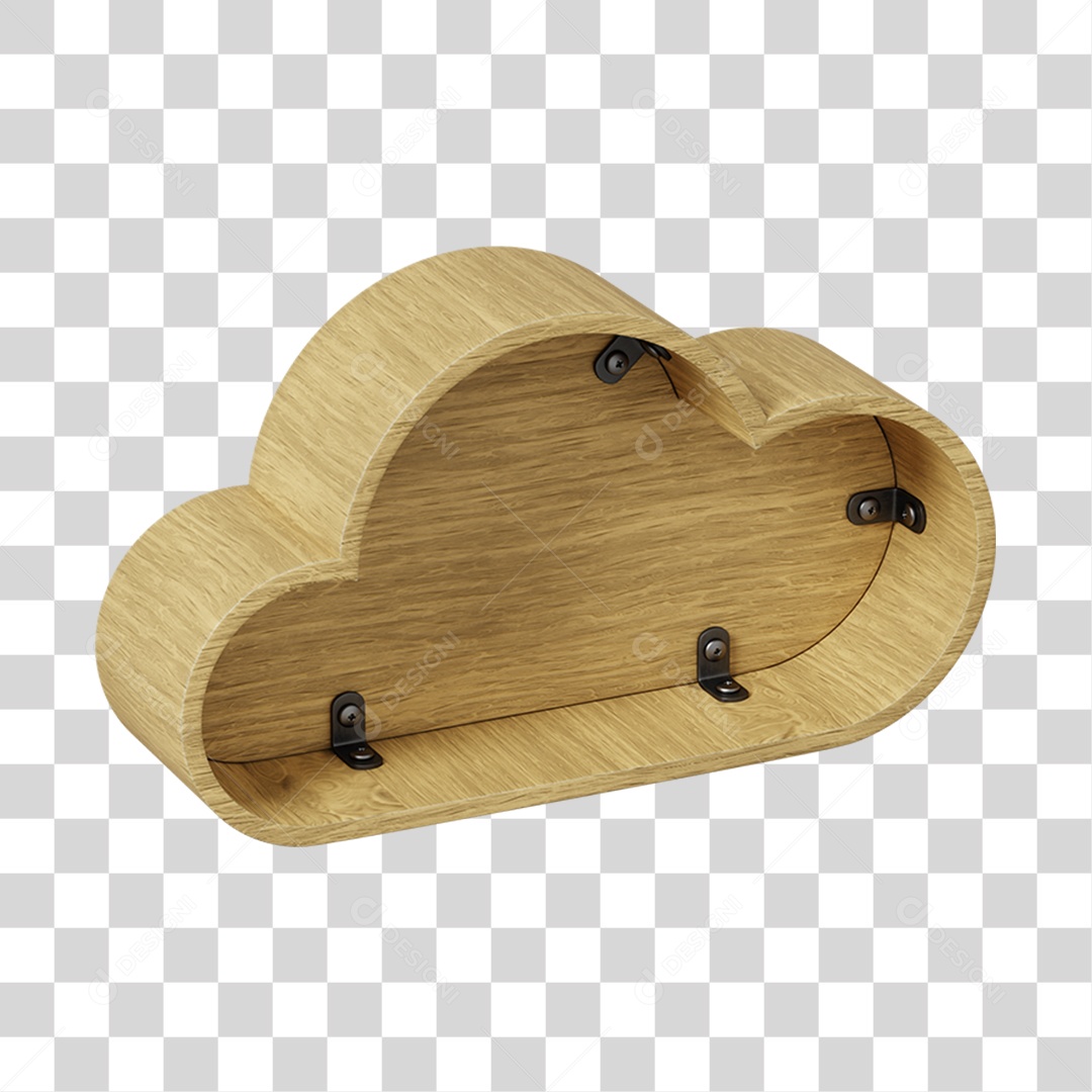 Elemento 3D De Madeira Em Formato De Nuvem Para Composição PNG Transparente