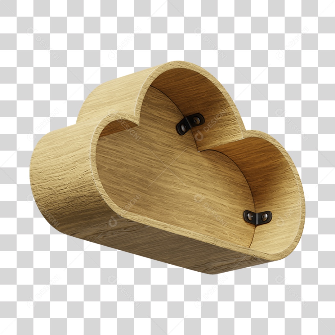 Elemento 3D De Madeira Em Formato De Nuvem Para Composição PNG Transparente