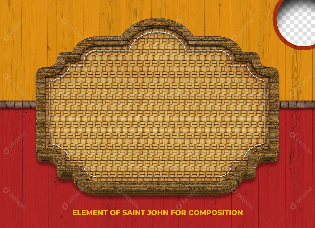 Elemento 3D Para Composição Moldura de Madeira de São João PSD