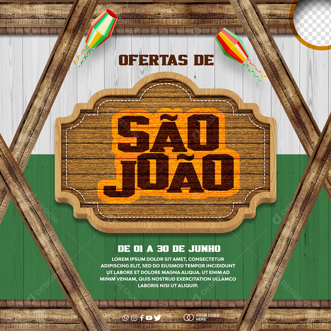 Ofertas de São João Social Media PSD Editável