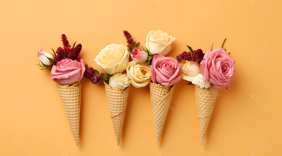 Varias casquinhas de sorvete sobre fundo isolado