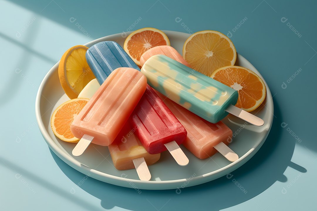 Vários Picolé De Sorvete De Frutas